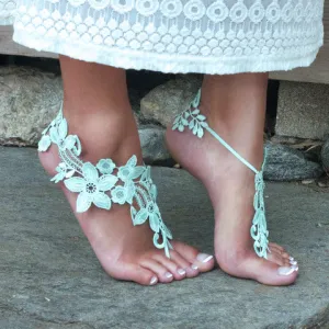 Pale Aqua Barefoot Sandals - The Tiffany