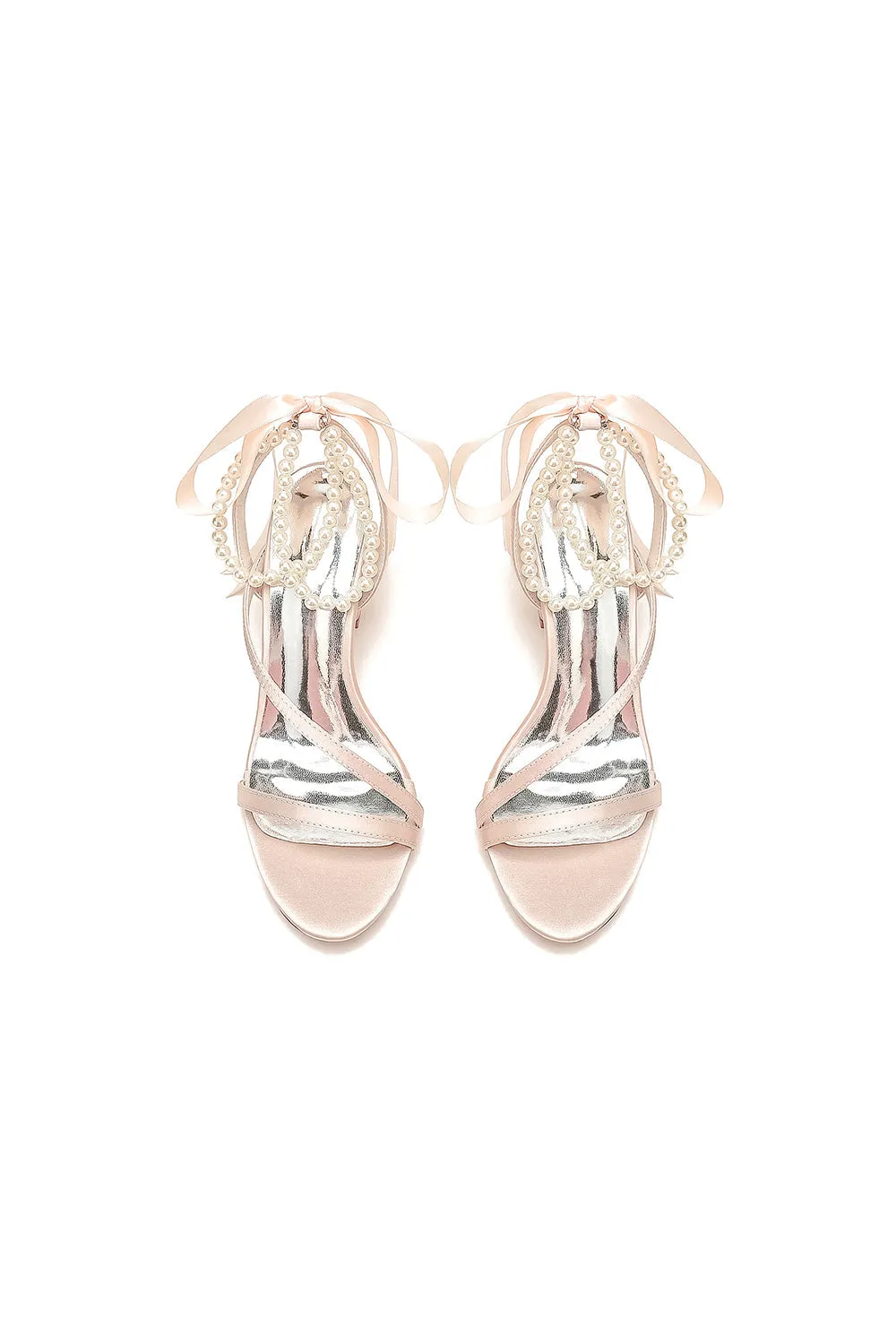 Pearl Open Toe Ankle Strap High Heels