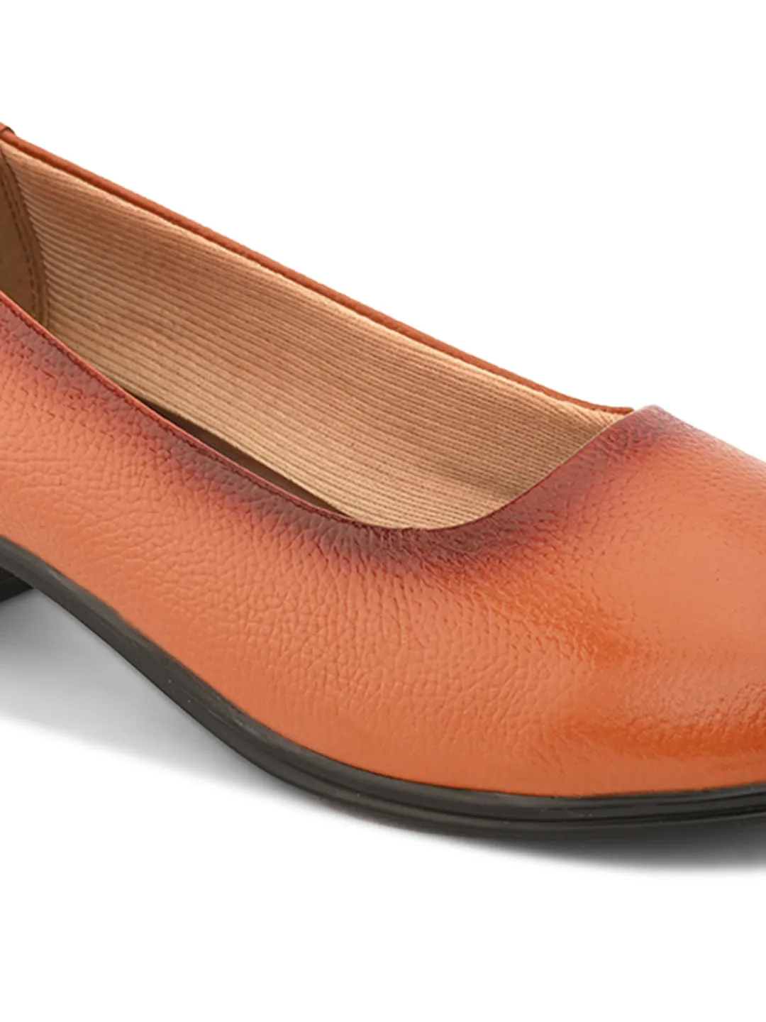 Pelle Albero Women Tan Leather Office Block Heel Ballerina
