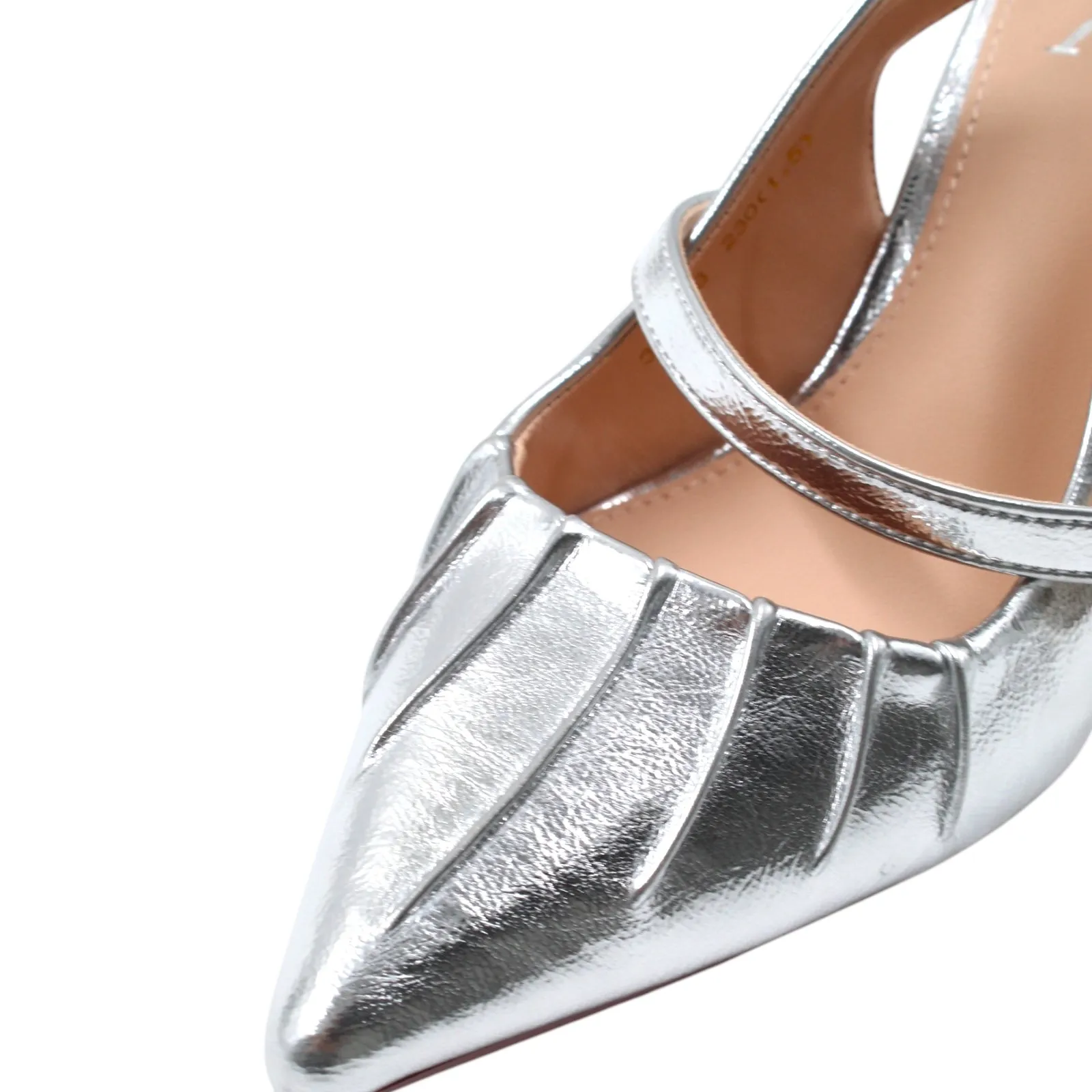 Pleated Buckle Detail Slingback Heel