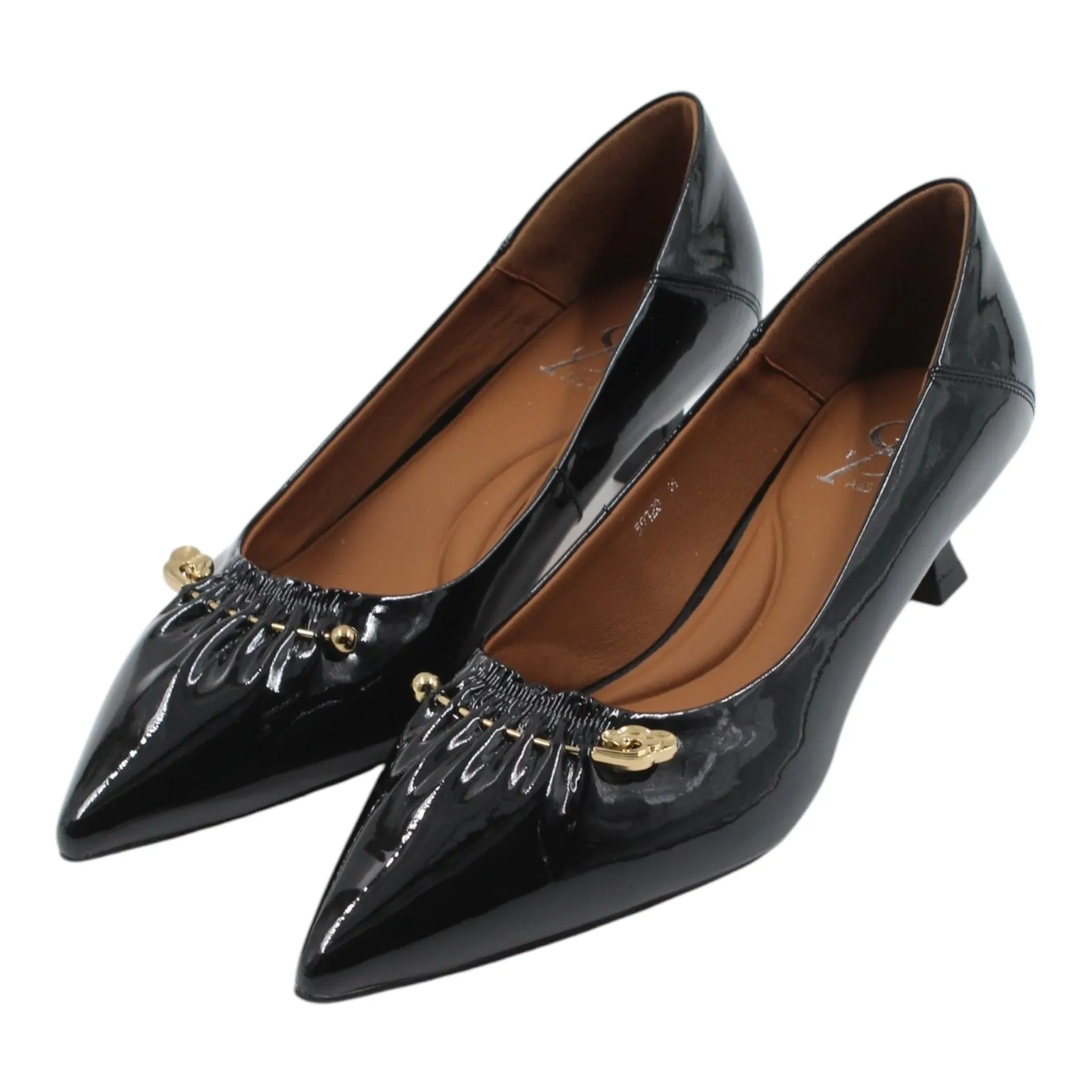 PLEATED POINTED TOE KITTEN HEELS
