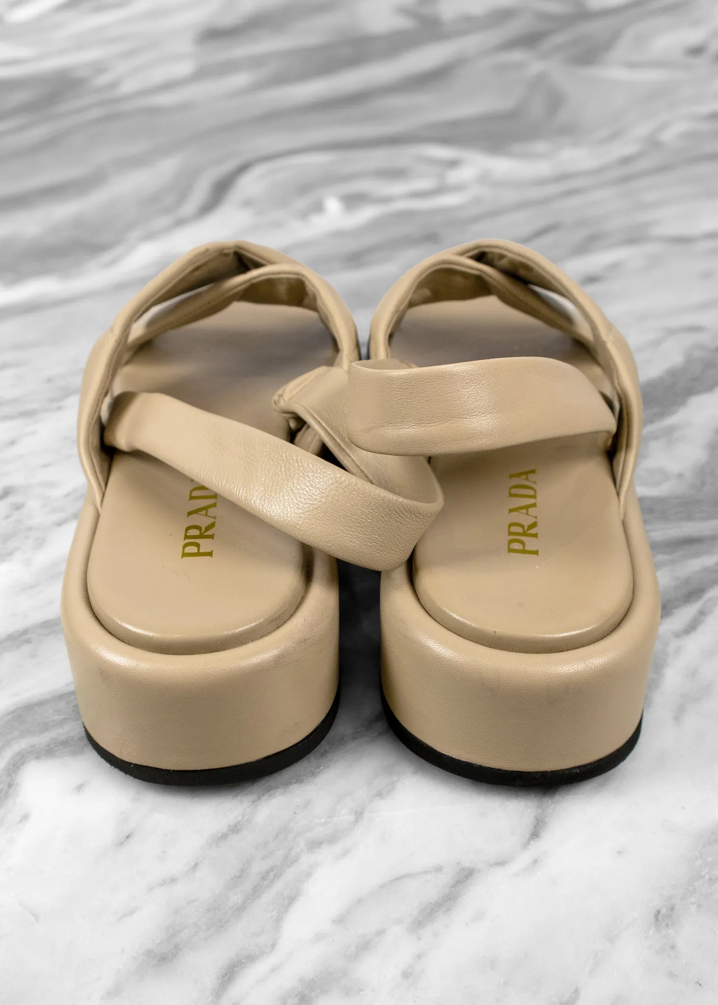 Prada Quilted Nappa Leather Flatform Sandals