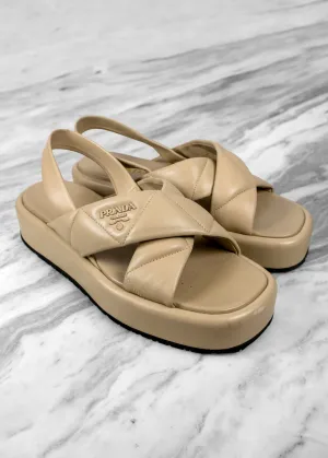 Prada Quilted Nappa Leather Flatform Sandals