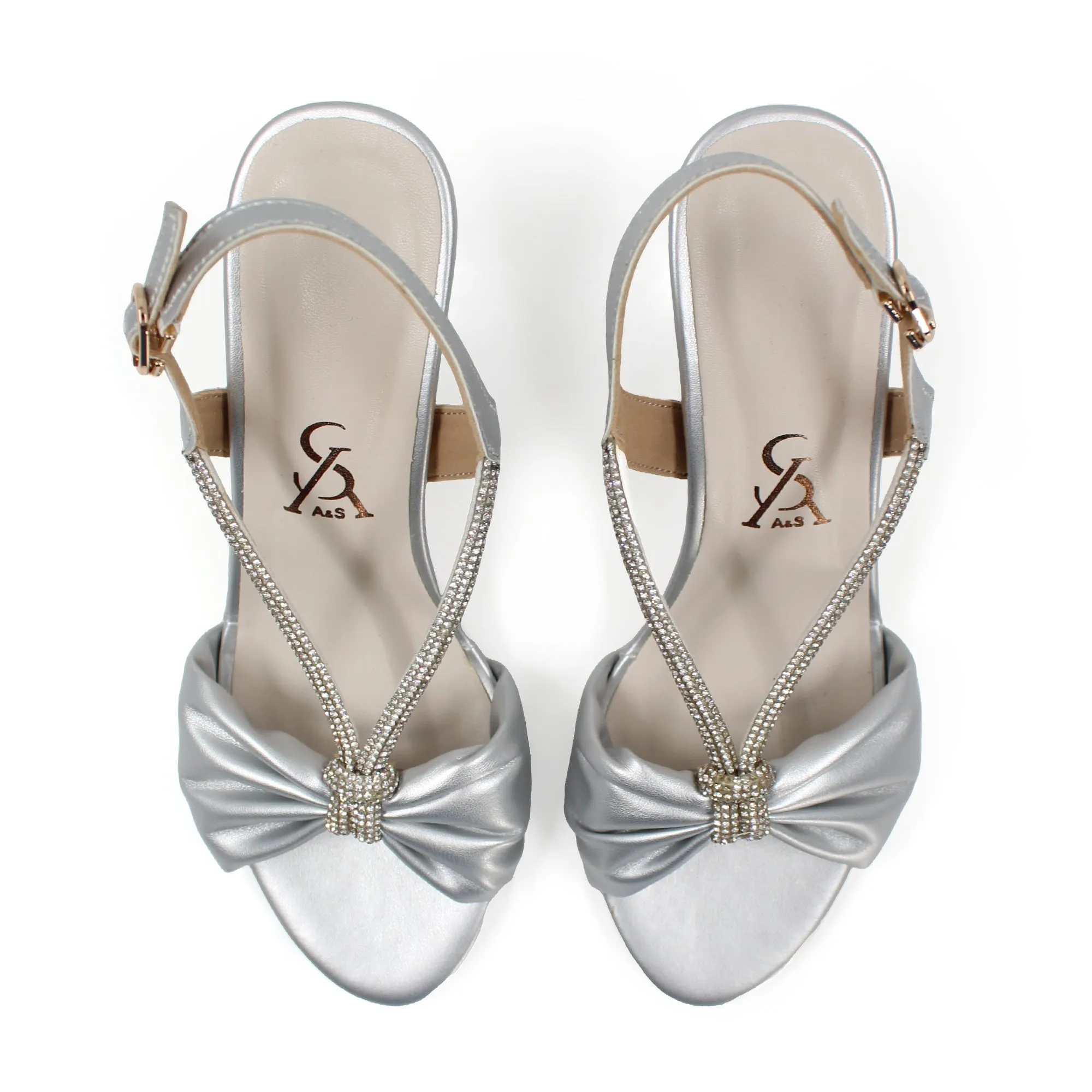 Twisted Detail Embellished Block Heels
