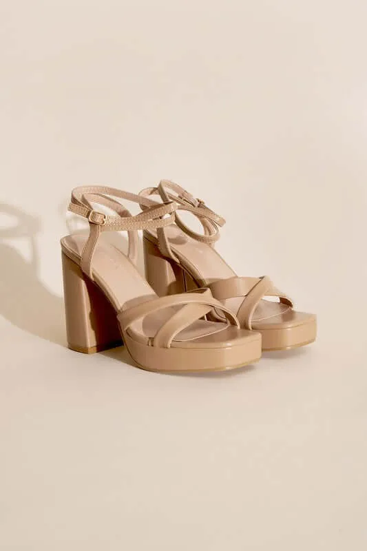 VALOR-1 Cross Ankle Strap Platform Heels Sandals