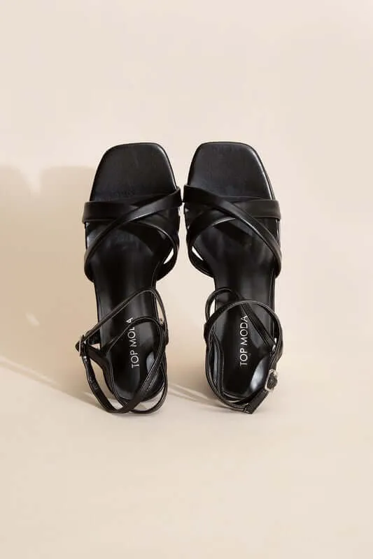 VALOR-1 Cross Ankle Strap Platform Heels Sandals