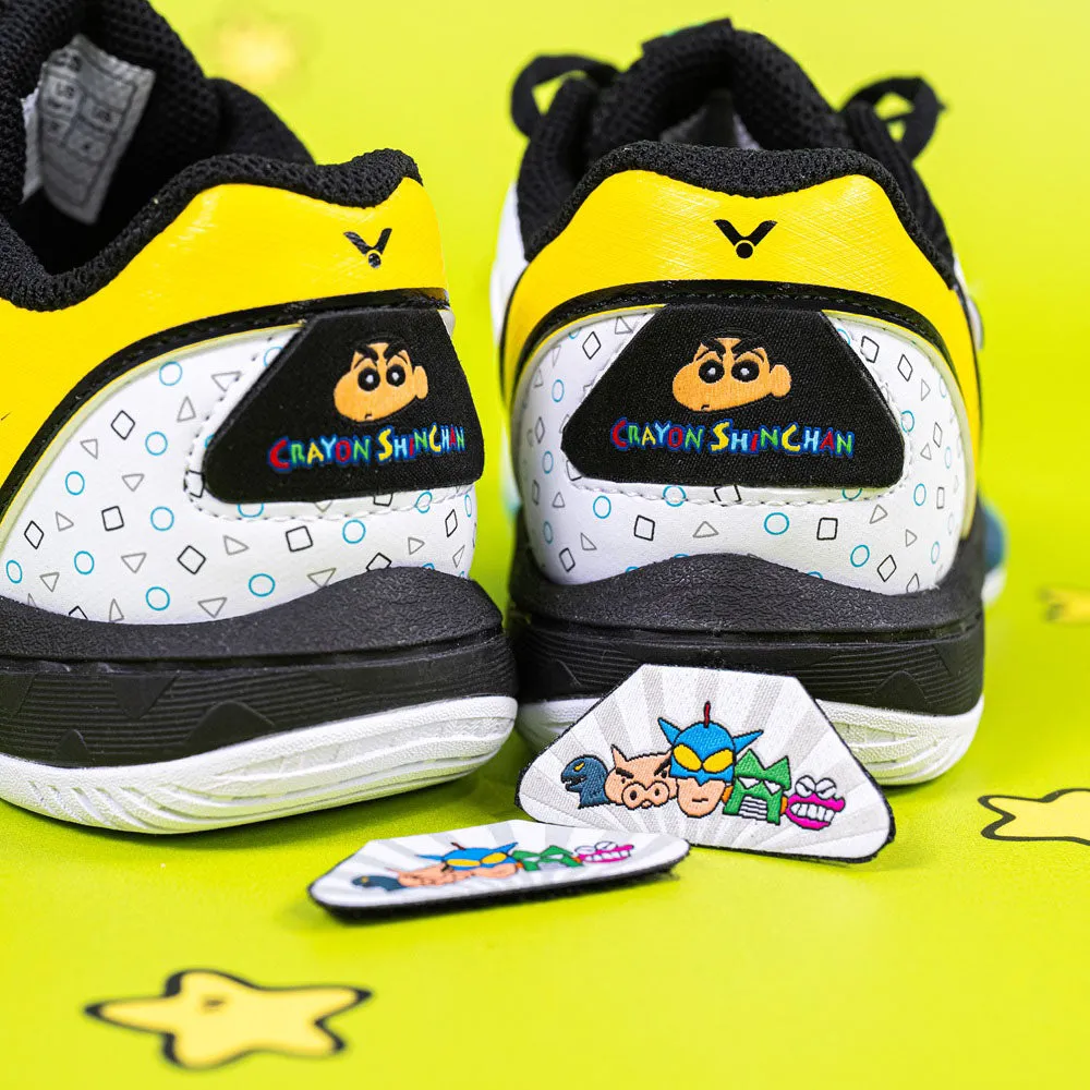 [VICTOR X CRAYON SHINCHAN] A39JRCS AC White/Black Junior Court Shoes