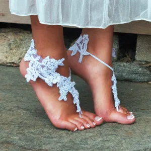White Barefoot Sandals - The Elsie