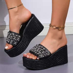 Women's Fashion Peep Toe Wedge Sandals with Sequins 35233164C