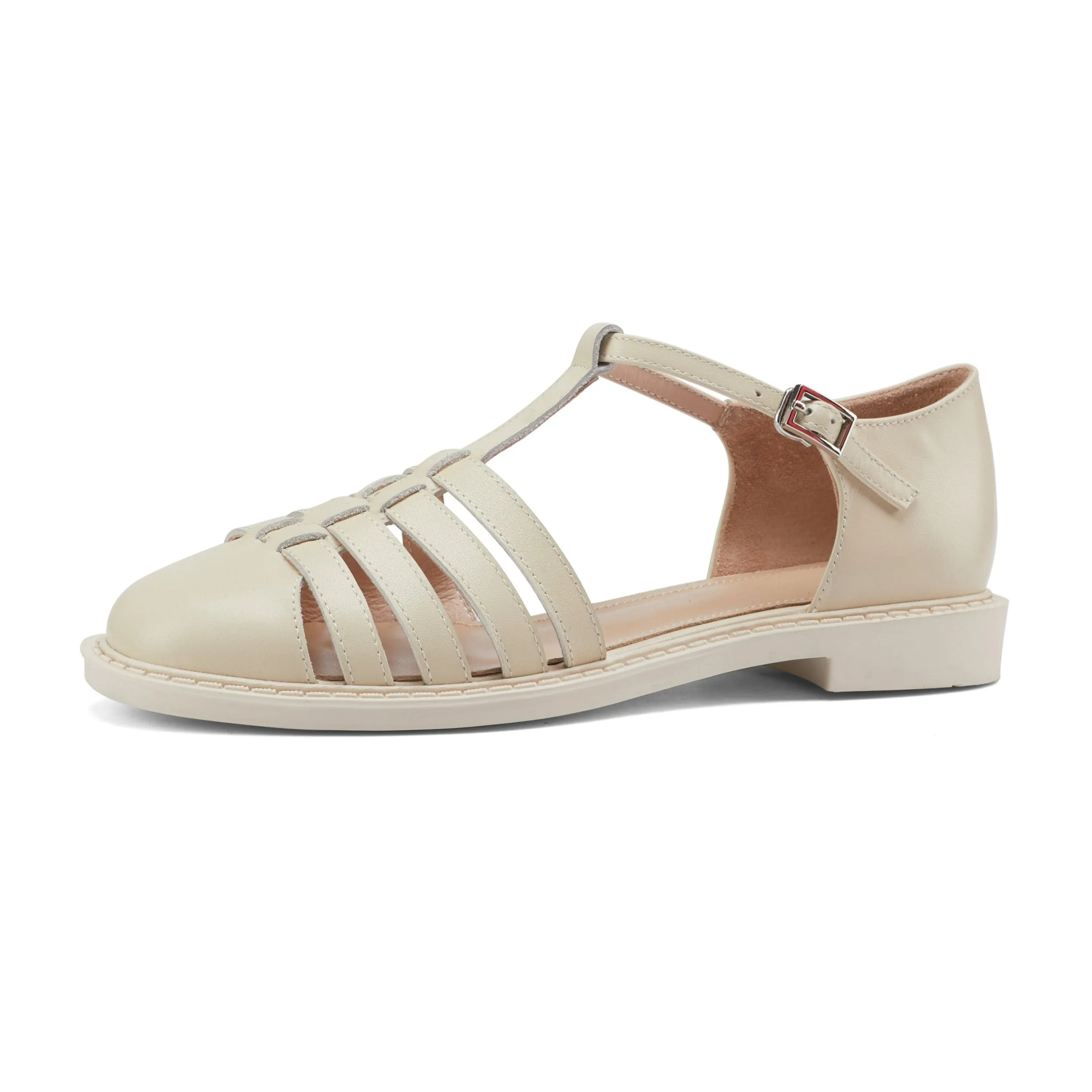 Womens Leather Fisherman Braided Flat Sandals Closed Toe